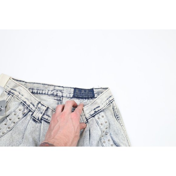 NOS Vintage 80s Streetwear Mens 30x36 Pleated Studded Tapered Leg Denim Jeans - Picture 7 of 14